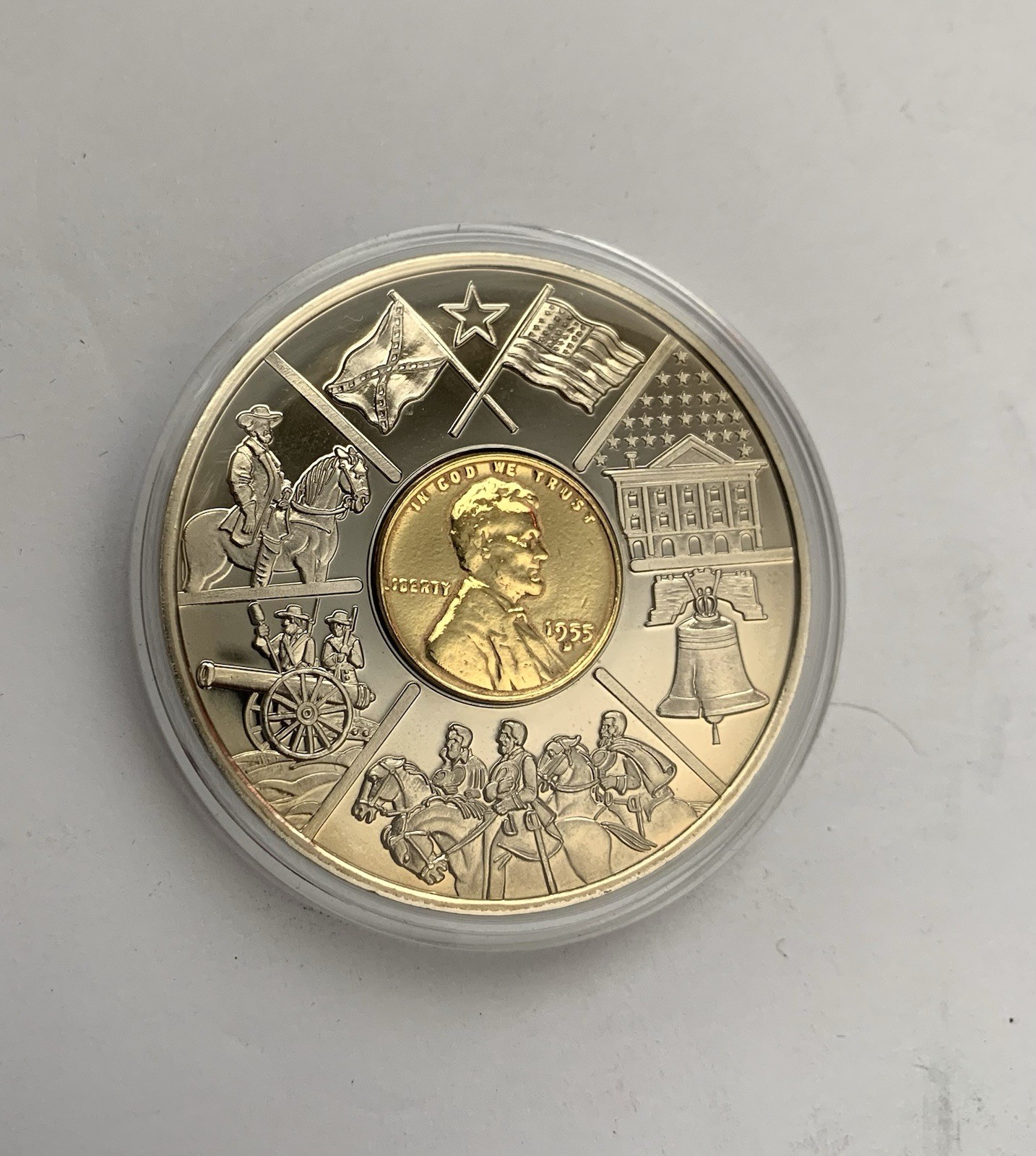 1955 Lincoln Wheat Penny Inlay Coin American Currency