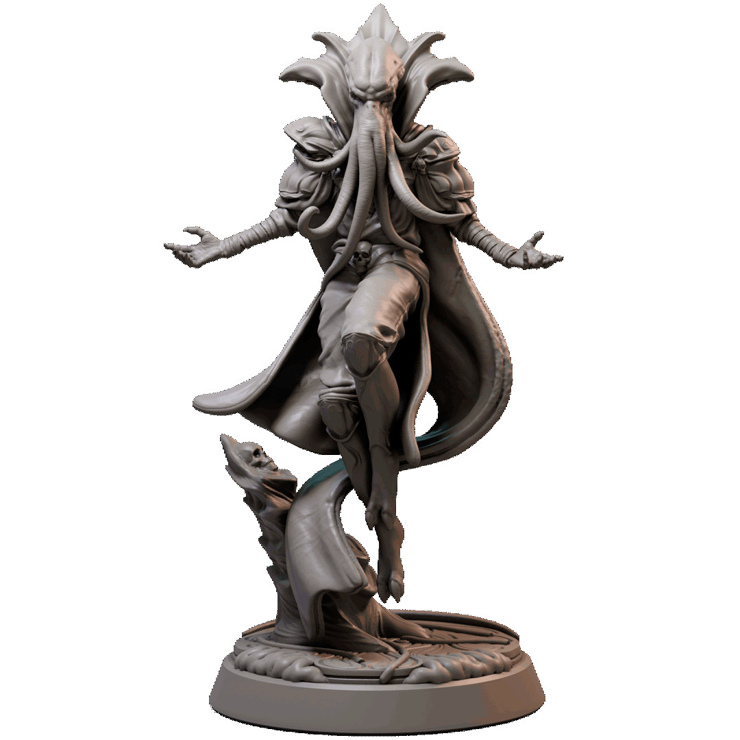 D&D Mindflayer Leader Mini 28mm and 32mm Scale Mini TTRPG