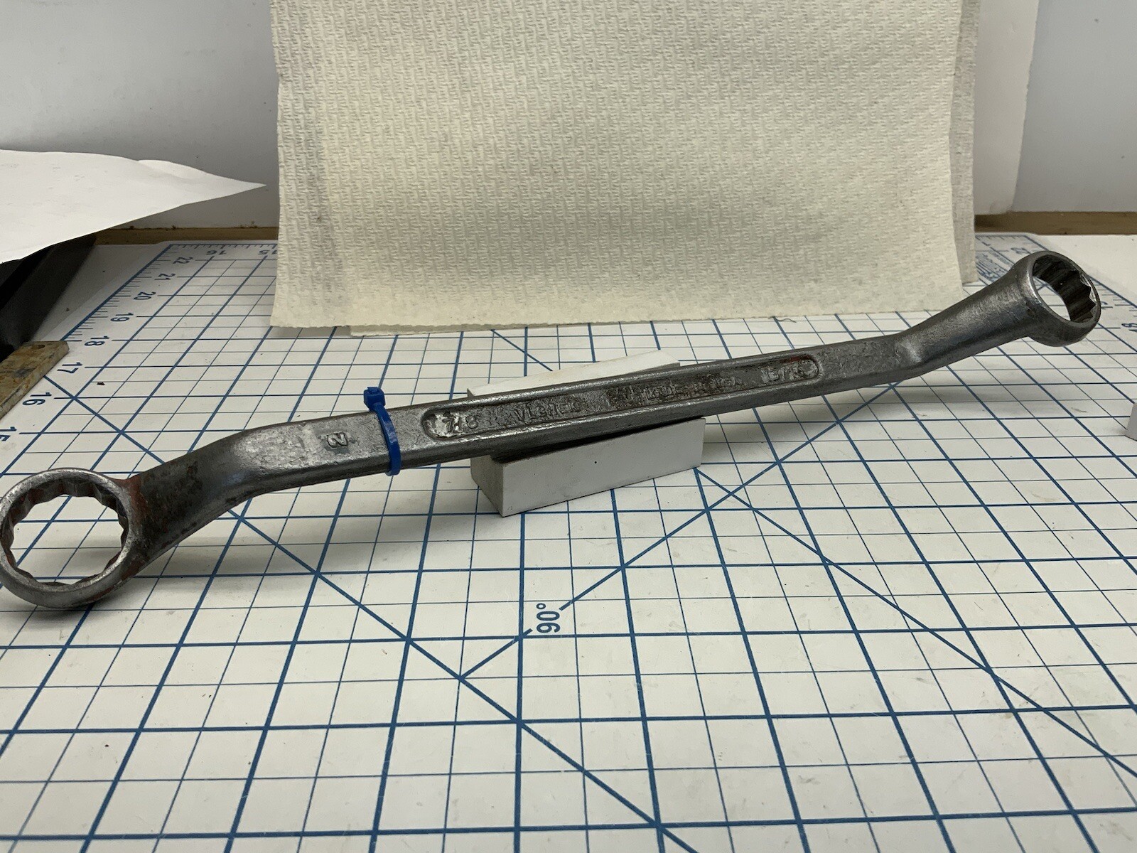 VLCHEK 12pt Offset Box End Wrench, 7/8in. x 13/16in.,  USA  Blue Tag
