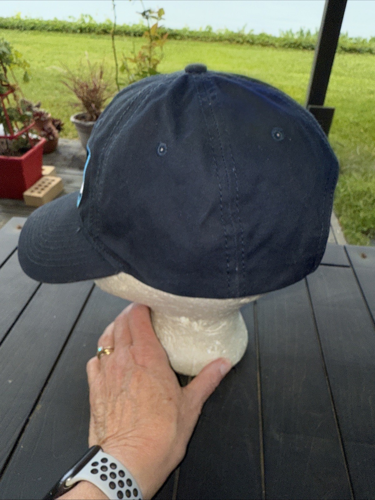 Bud Light White/ Brite Blue Outlined Patch on Navy Cotton Hat Cap Hook Loop