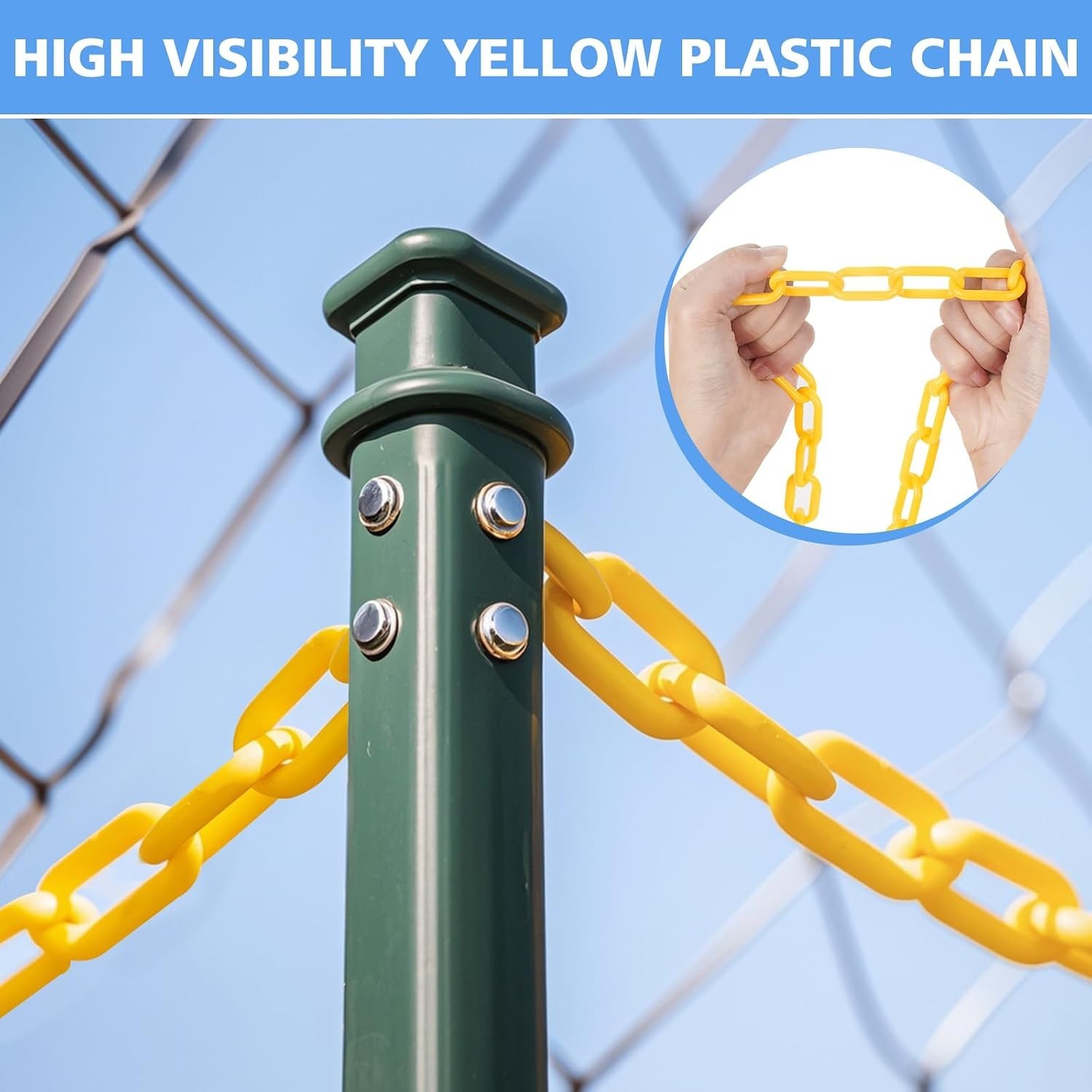 200FT High Visibility Yellow Plastic Chain for Effective Crowd Control Safety