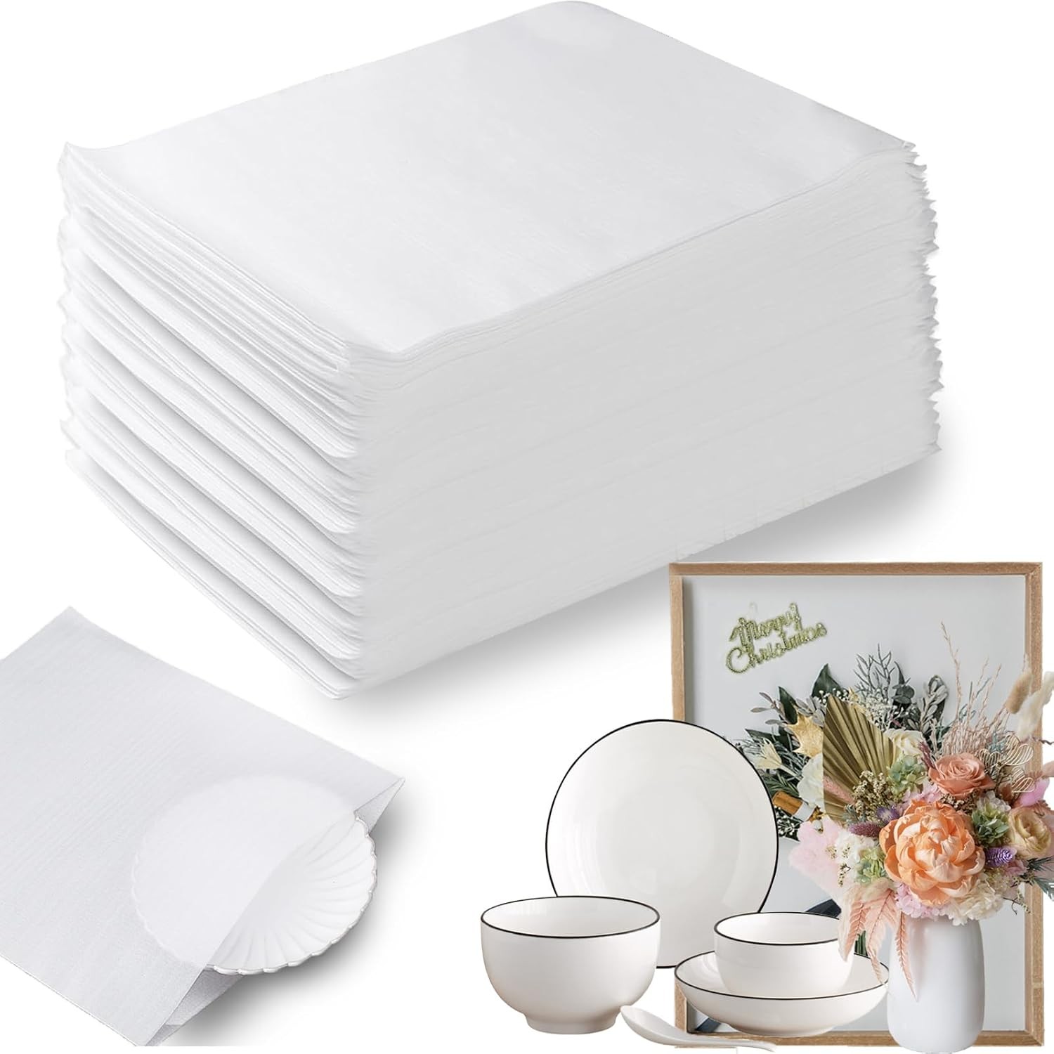 100Pack Cushion Foam Pouches, 12''x16'' Packing 100PCS-12X16Inches, White