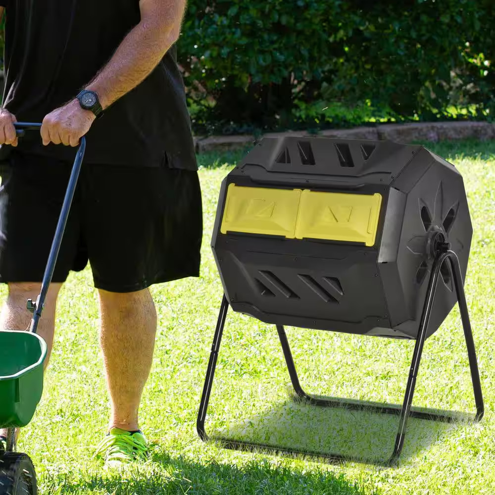 Outdoor&Garden 43 Gal. Tumbling Compost Bin 360° Dual Chamber Rotating Composter