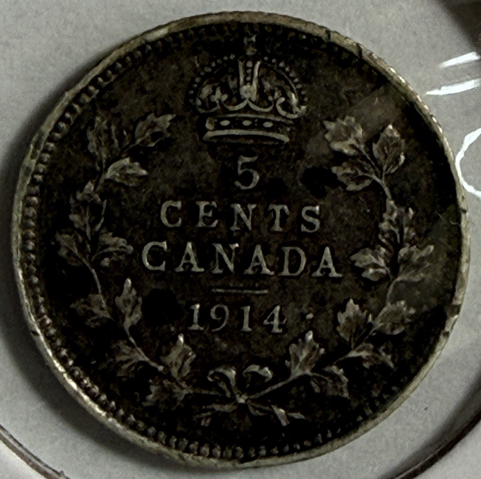 1914 Canada .925 Silver Five 5 Cents 5c KM#13 Edward VII - (9-7)