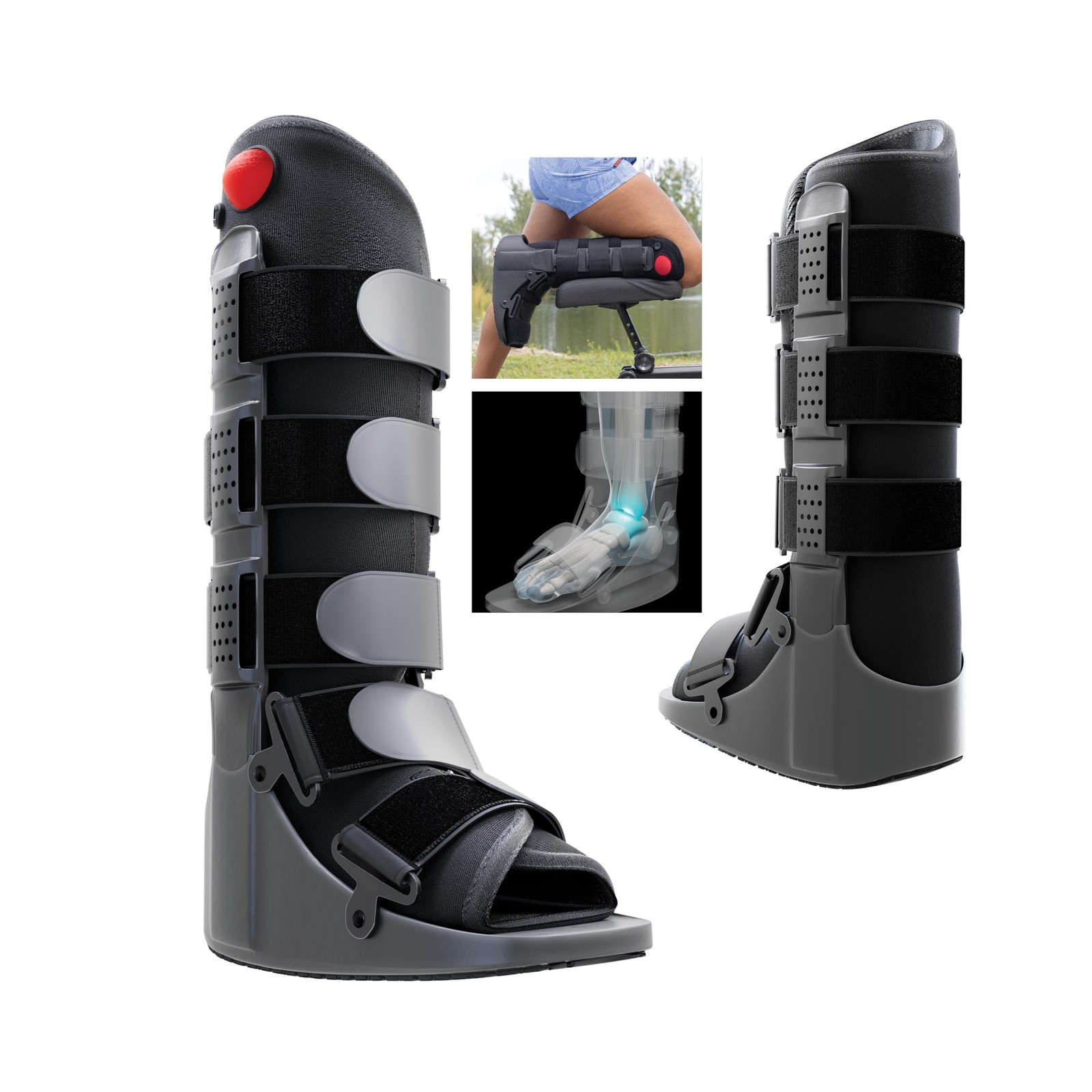 Tall Side Pump Fracture Boot, Medical Grade Foot Brace for Fractures, Cart Fr...