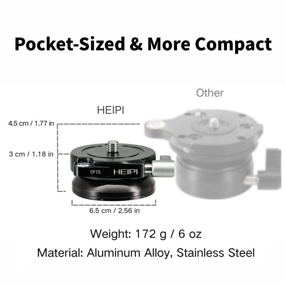 HEIPI TP75 Tripod Leveling Base for Camera Quick Tripod Head Plate with +/-5°
