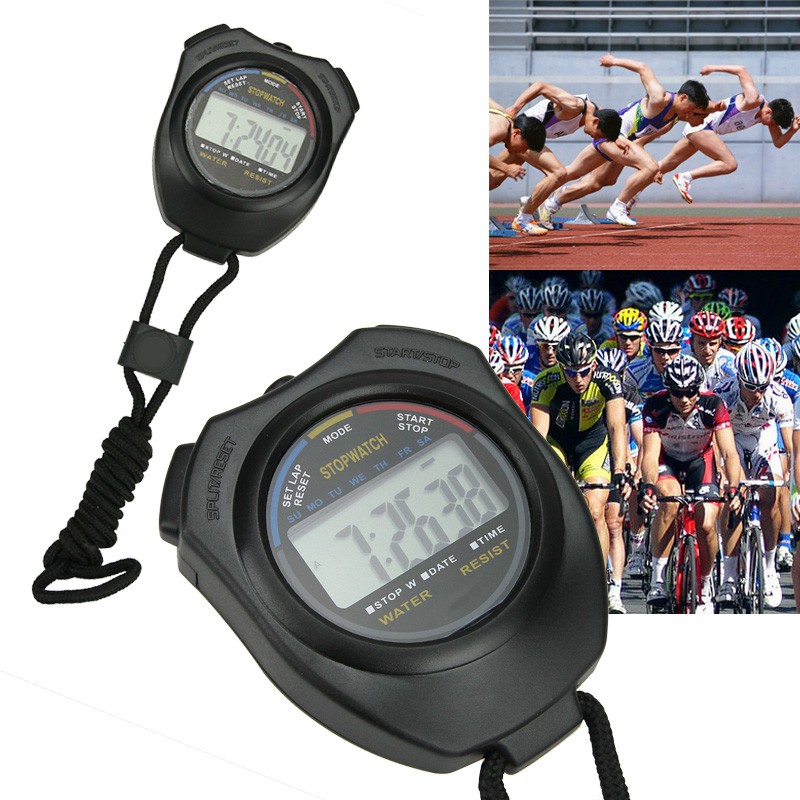 Stopwatch Digital LCD Sports Counter Timer Watch Handheld Countdown Stop Timer