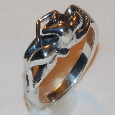 Sterling Silver Kama Sutra Lovers Sexy Kissing Foreplay Ring - Choose Size