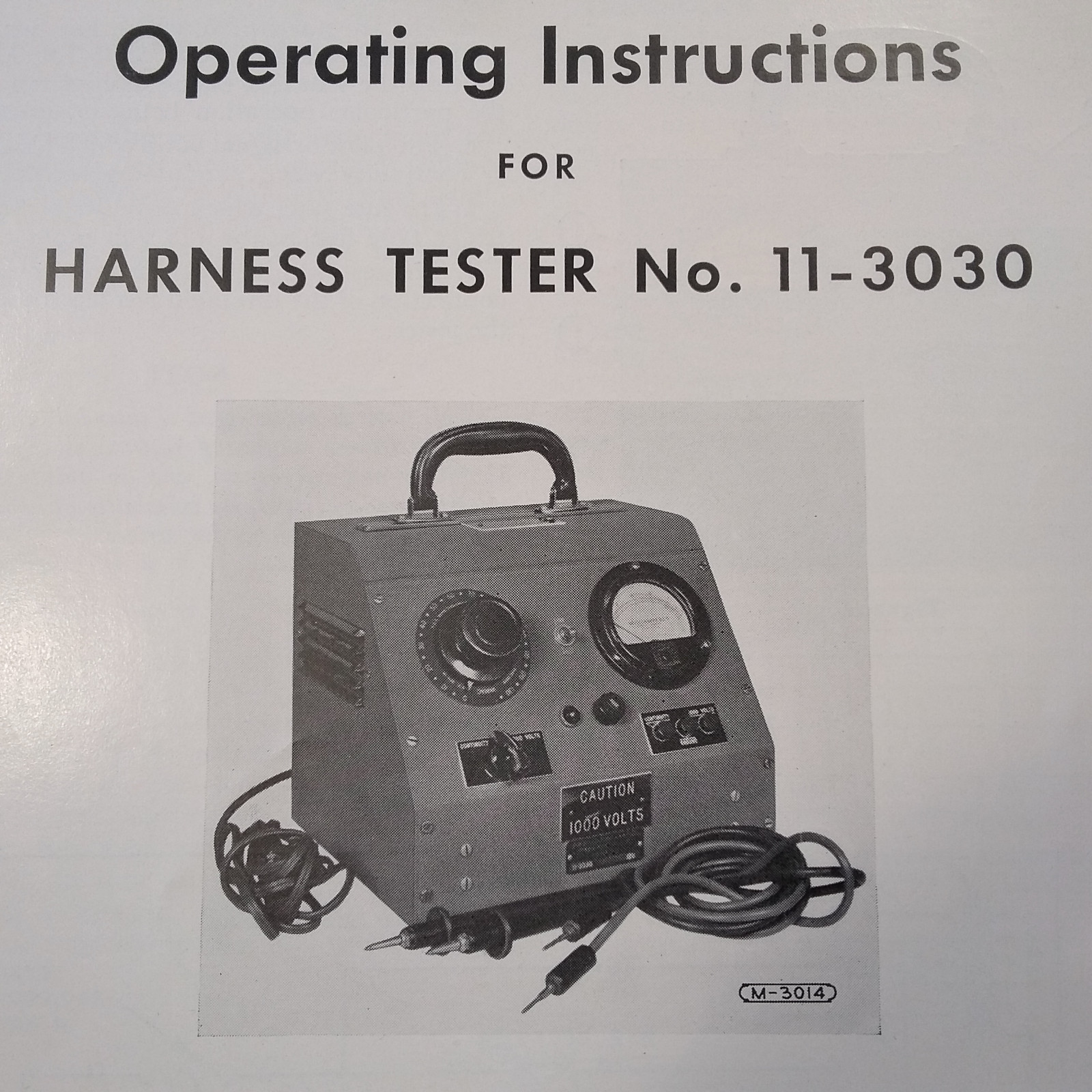 Bendix Scintilla Harness Tester 11-3030 Operating Instructions