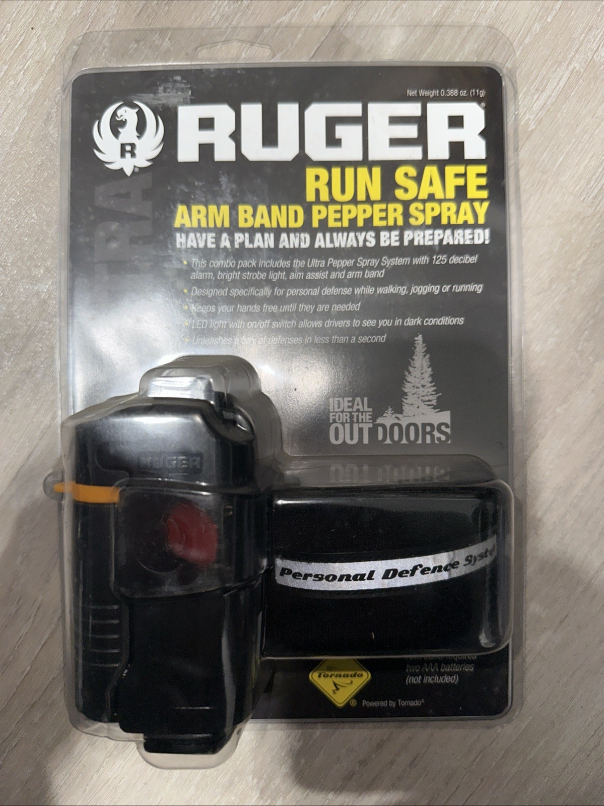 Ruger Run Safe Arm Band Pepper Spray Alarm Strobe Light
