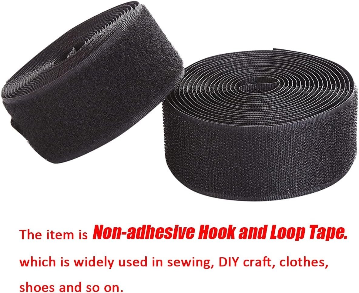 Essential 3" Sew-On Hook and Loop Fabric Tape - Black, Ideal for DIY Projects