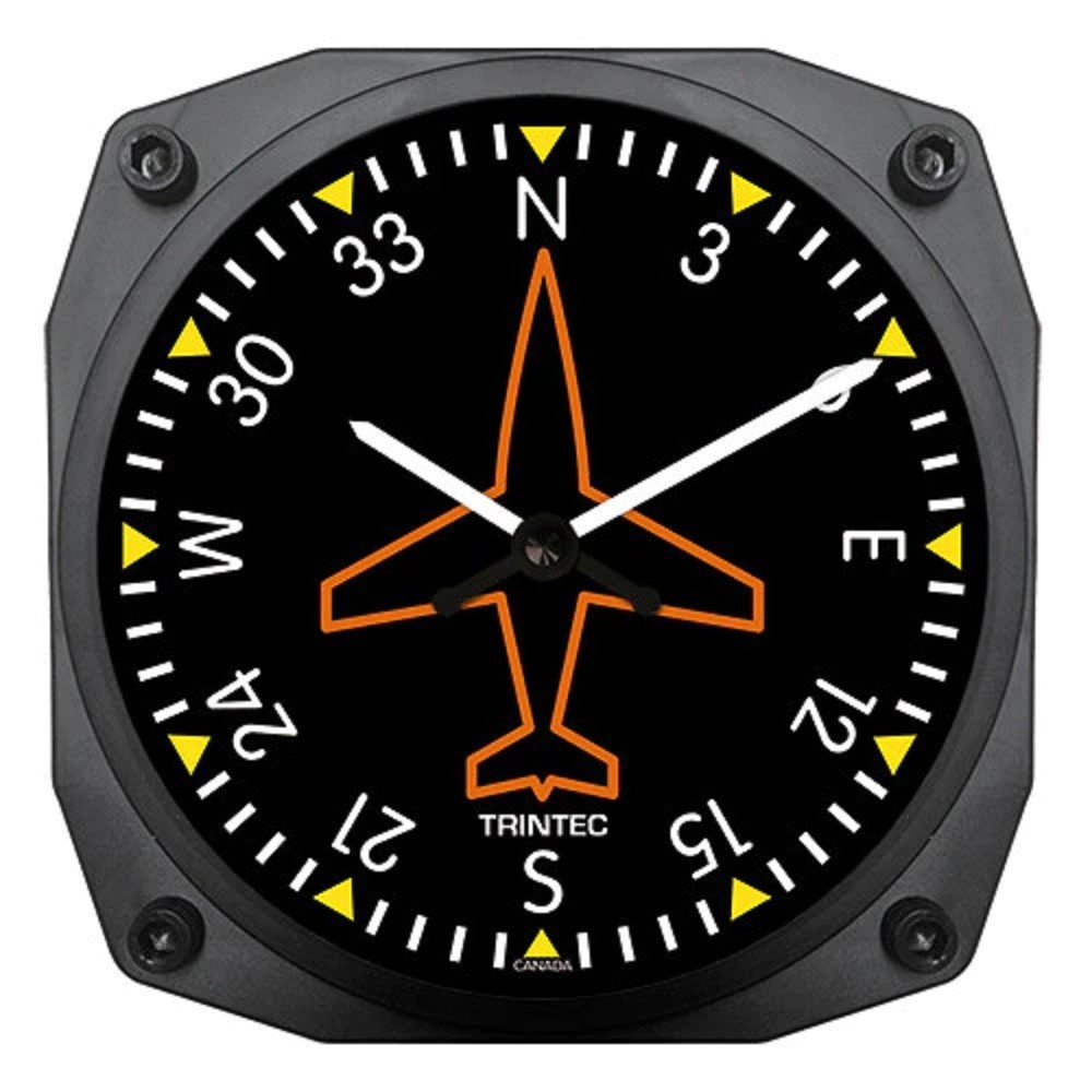 Trintec 6" Directional Gyro Instrument Style Clock