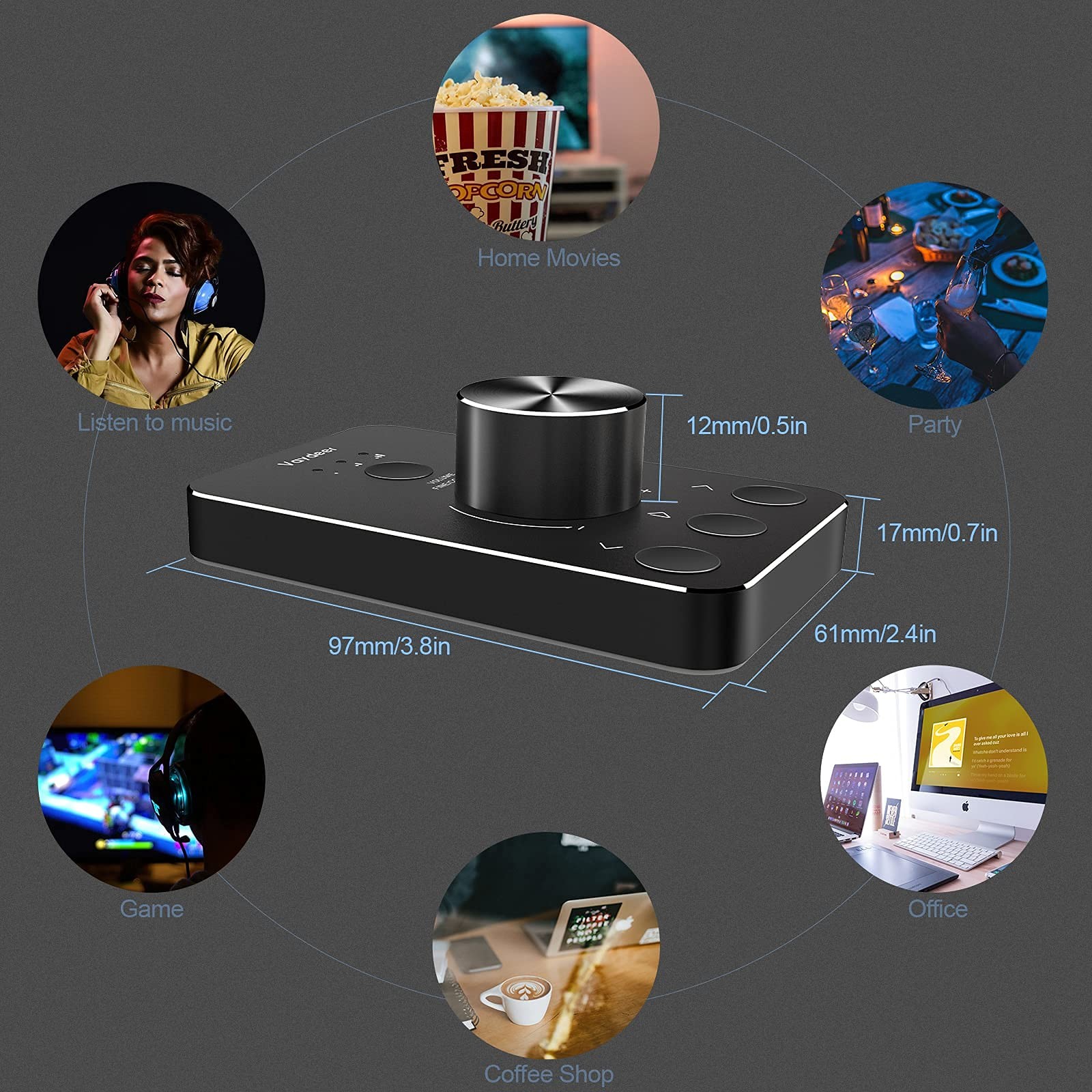 Volume Control Knob with One-Click Mute Function and 3 Volume Control Modes, ...