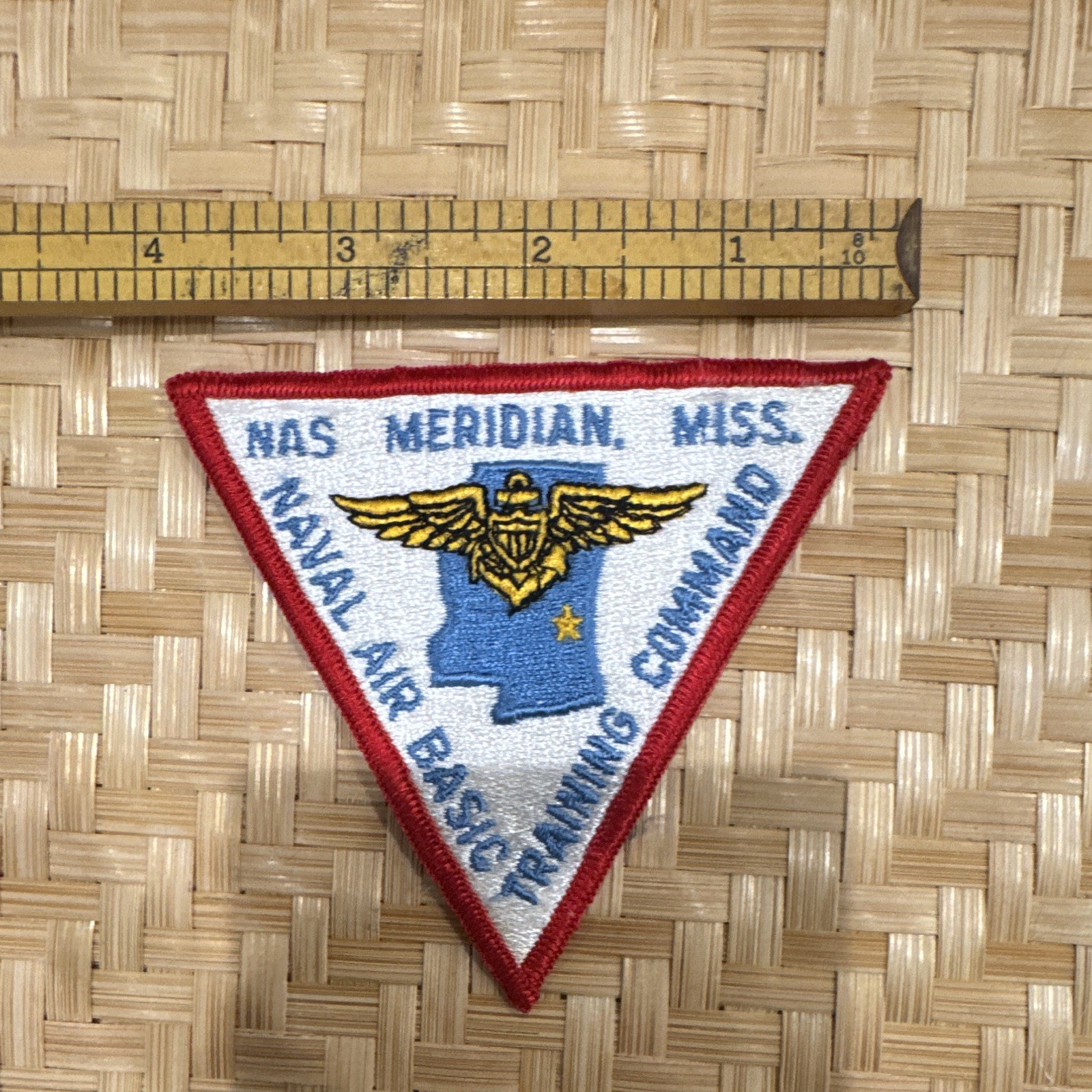 NAS Meridian Naval Air Basic Training Command Triangle Patch Red Border