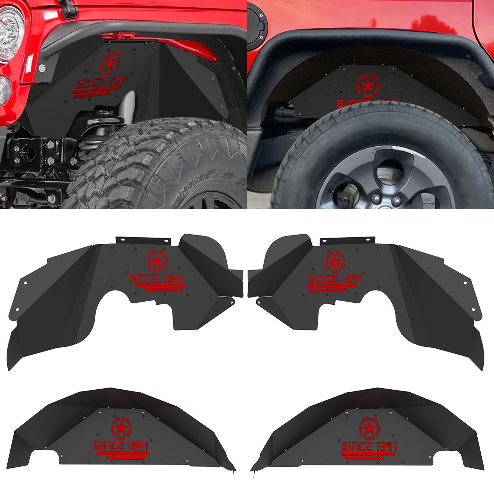 4PCS Front & Rear Inner Fender Liners For 2007-2018 Jeep Wrangler JK & JKU NEW
