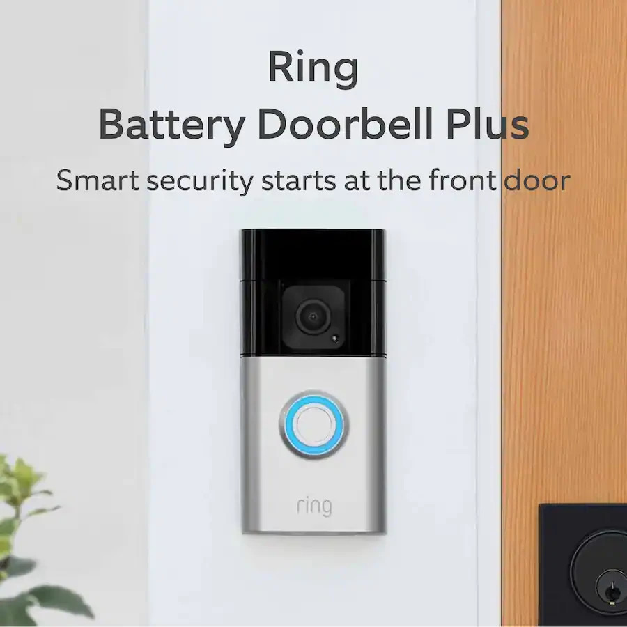 Ring Battery Doorbell Plus Smart Wifi Video Security Camera Satin Nickel