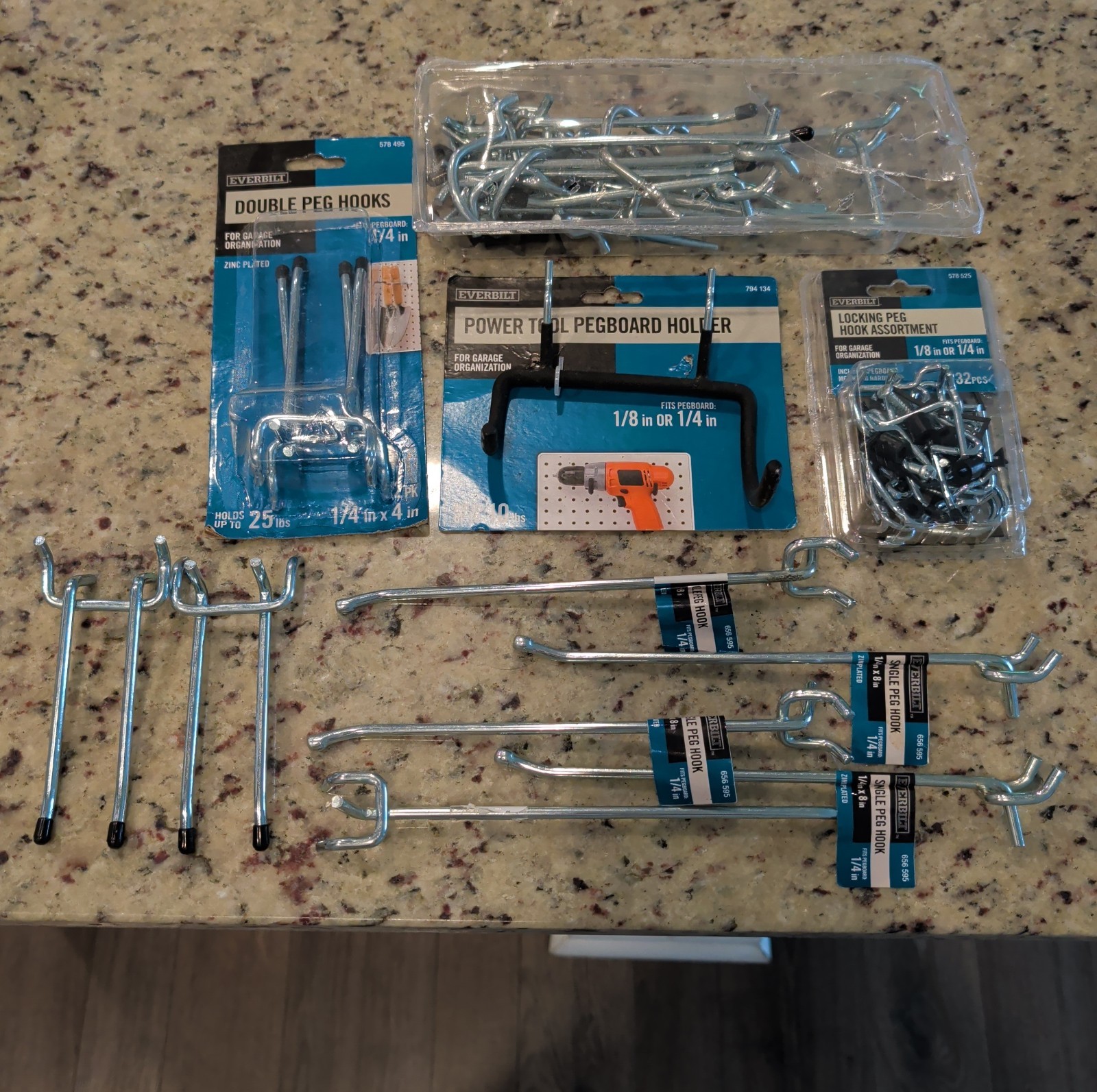 Huge Lot Everbilt Assorted Peg Board Hooks Hangers Brackets Garage Tool Storage