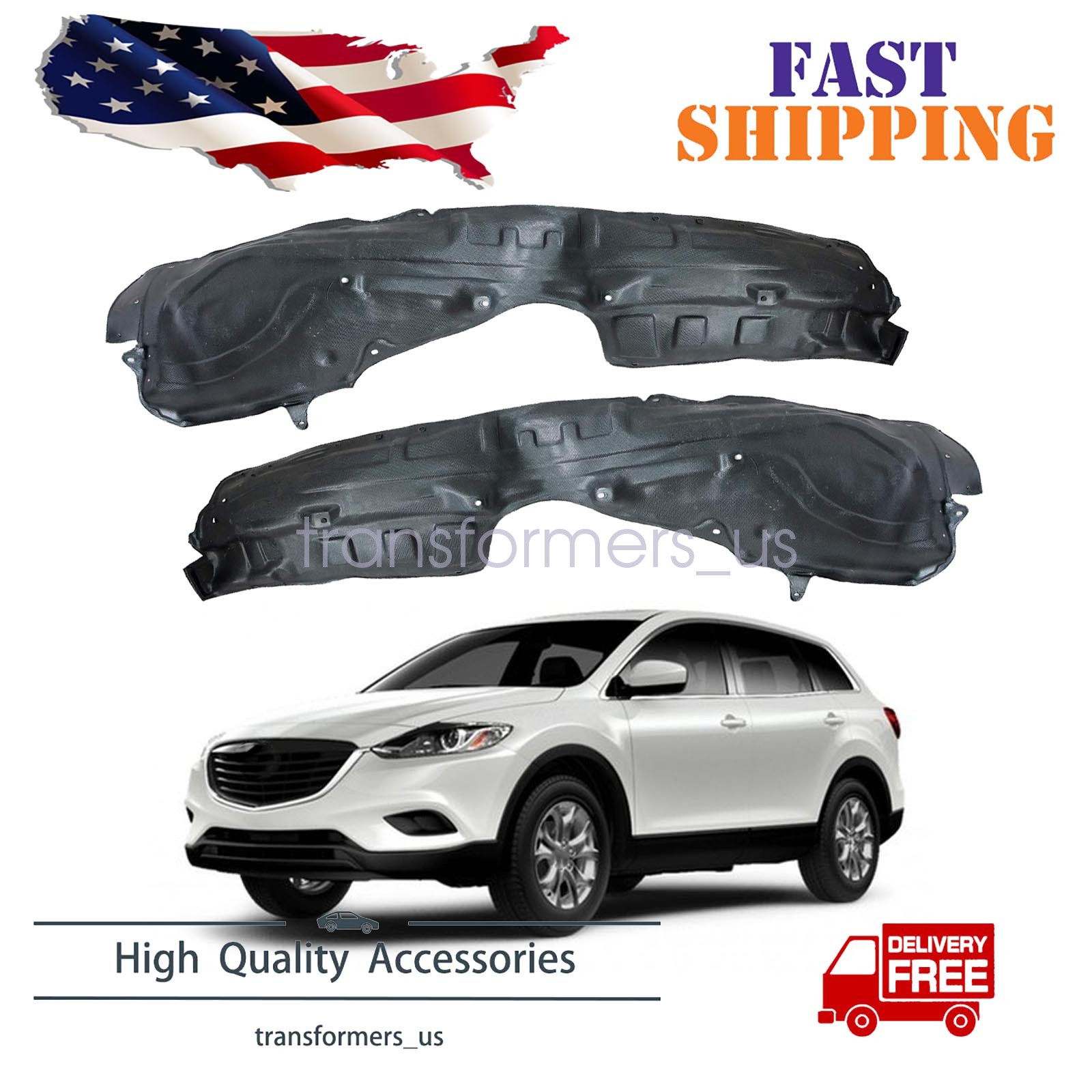 2X Fender Liner For Mazda CX-9 2010 2011 2012 2013-2015 Front Left & Right Inner