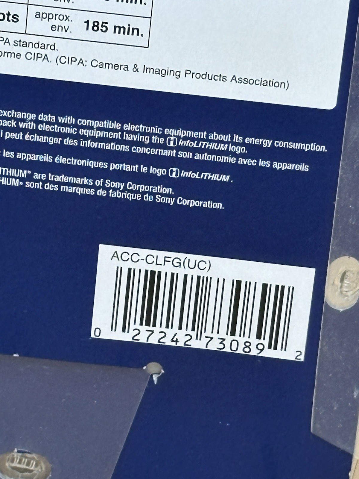 Sony ACC-CLFG Accessory Kit with NP-FG1 Type G Battery Pack and Case. Sealed