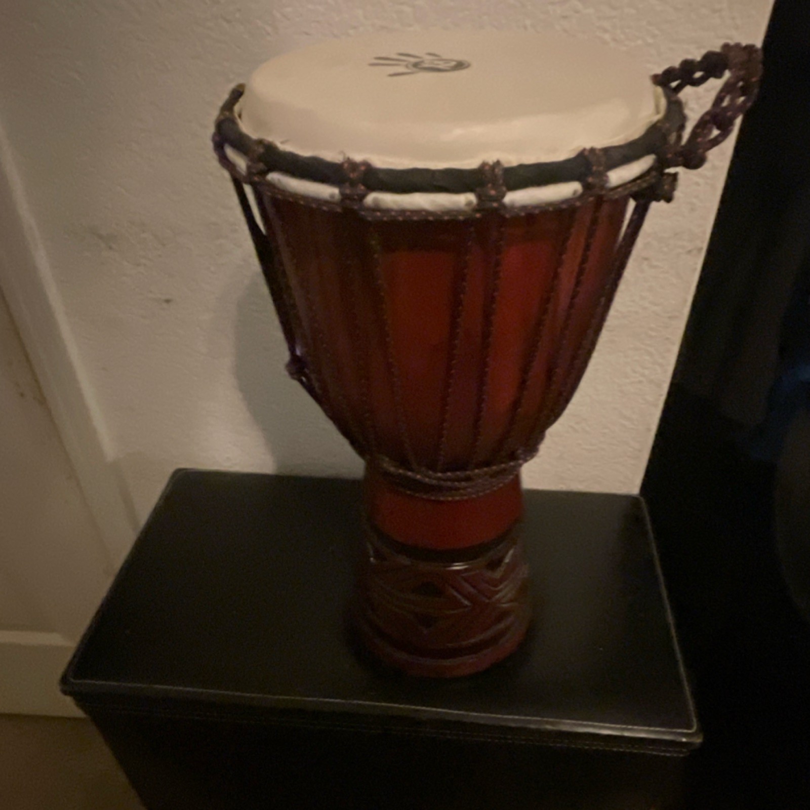 X8 Drums Rope-Tuned Wood Djembe Hand Drum Brown/Black with Cover