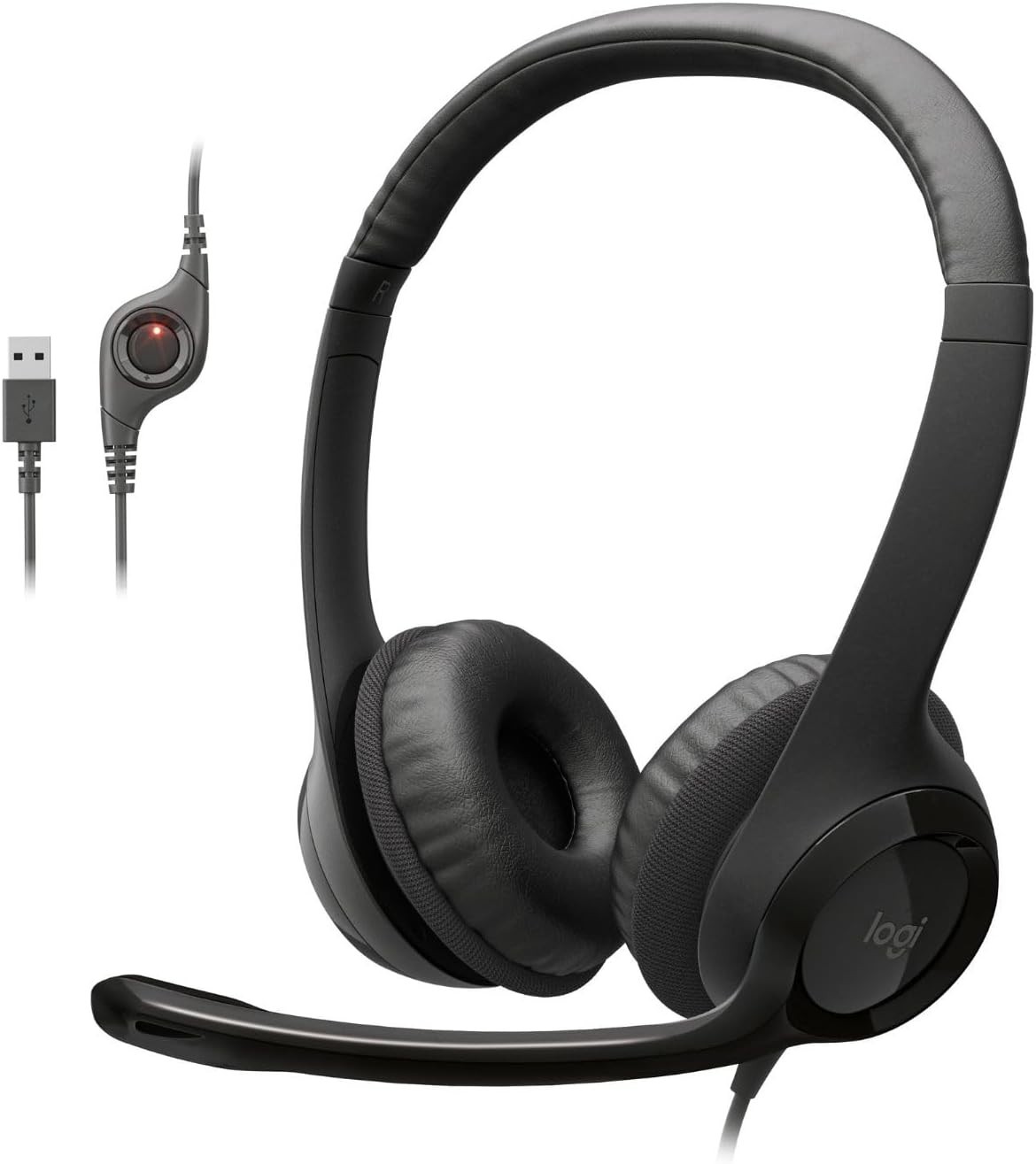 Genuine Logitech H390 Black Over the Ear Headset, slightly used