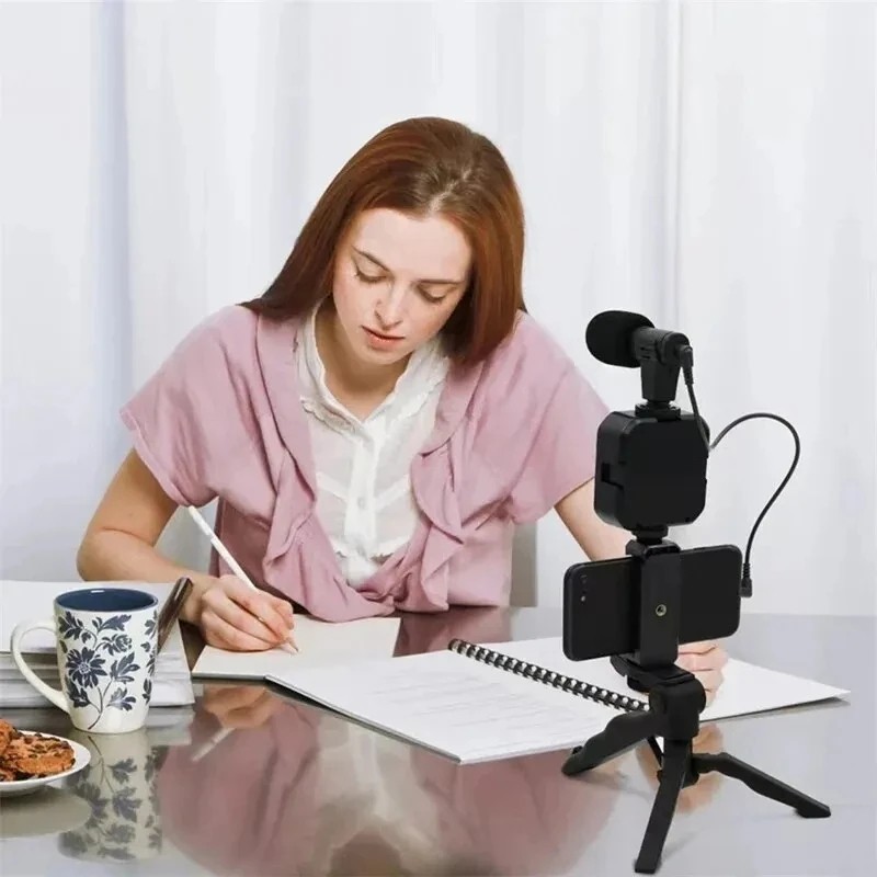 Smartphone Vlogging Kit for iPhone Android with Tripod Mini Microphone Starter