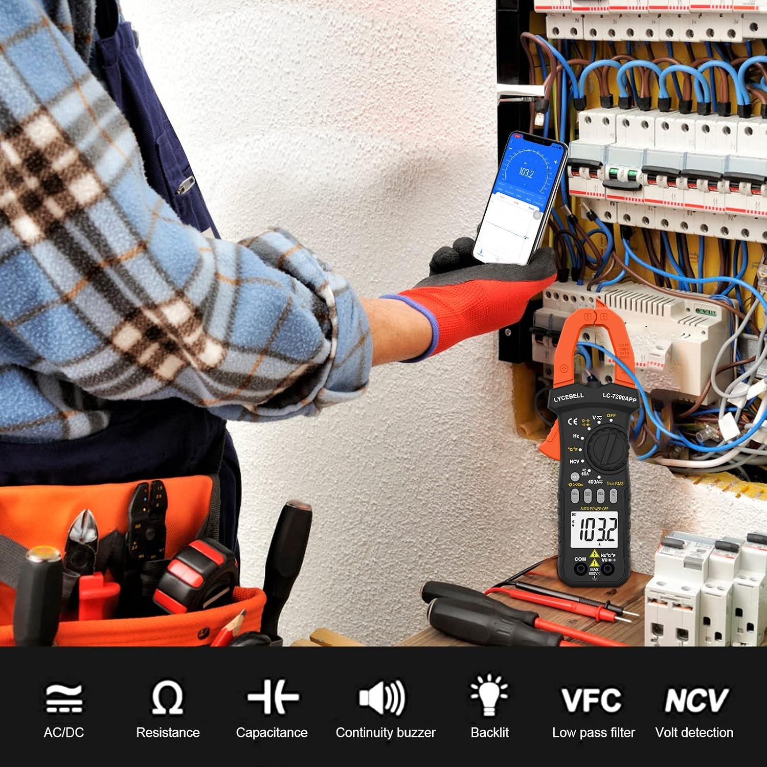 6000 Counts Clamp Meter & Bluetooth, Digital AC DC Voltage Current Amp Ohm