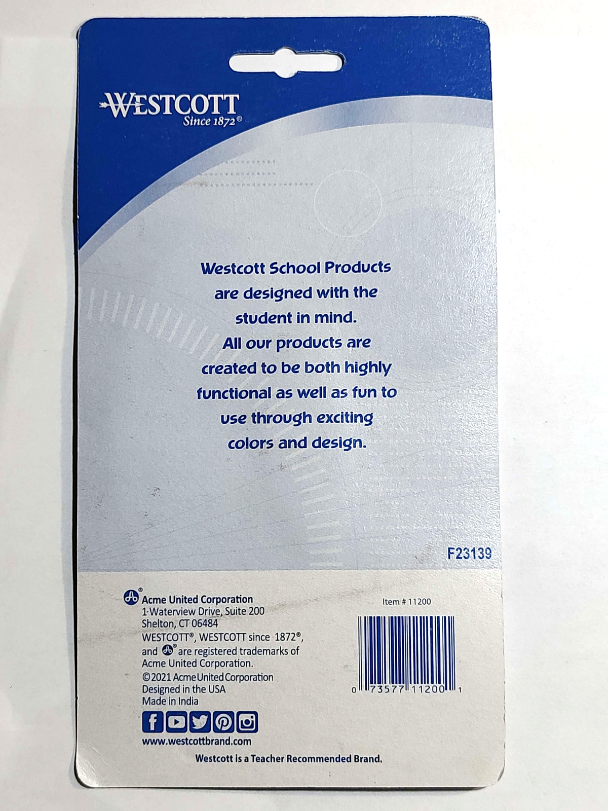ACME Westcott Protractor ~6" Inch ~180 Degree ~Clear Plastic ~for school math