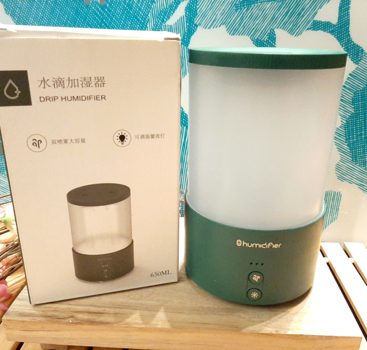 Portable Humidifier, 650ml Small Cool Mist Humidifier, USB Rechargeable & Light