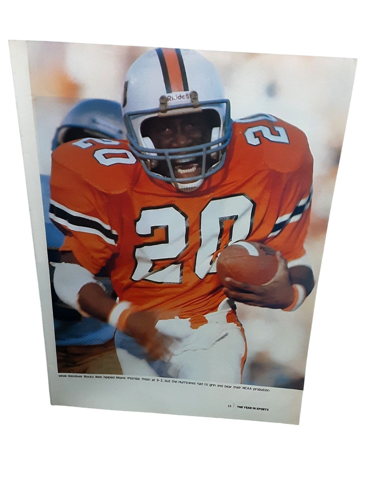 1982 Rocky Belk Miami Hurricanes Vintage Football Magazine Photo
