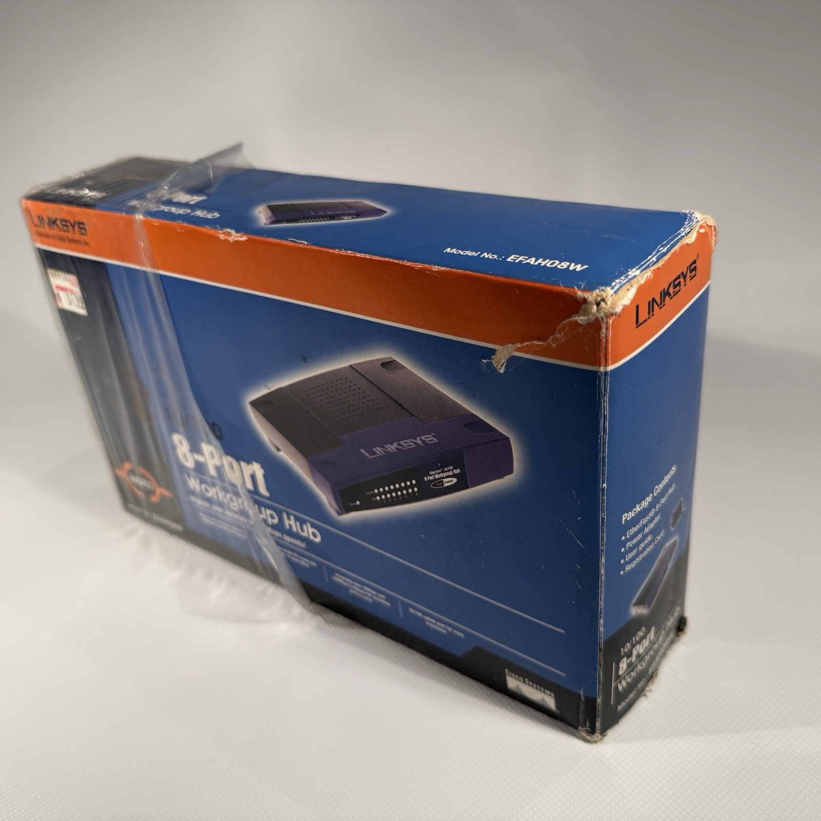 LINKSYS 8 PORT WORK GROUP Ethernet HUB 10/100 - EFAH08W version 3 w/box & guide.