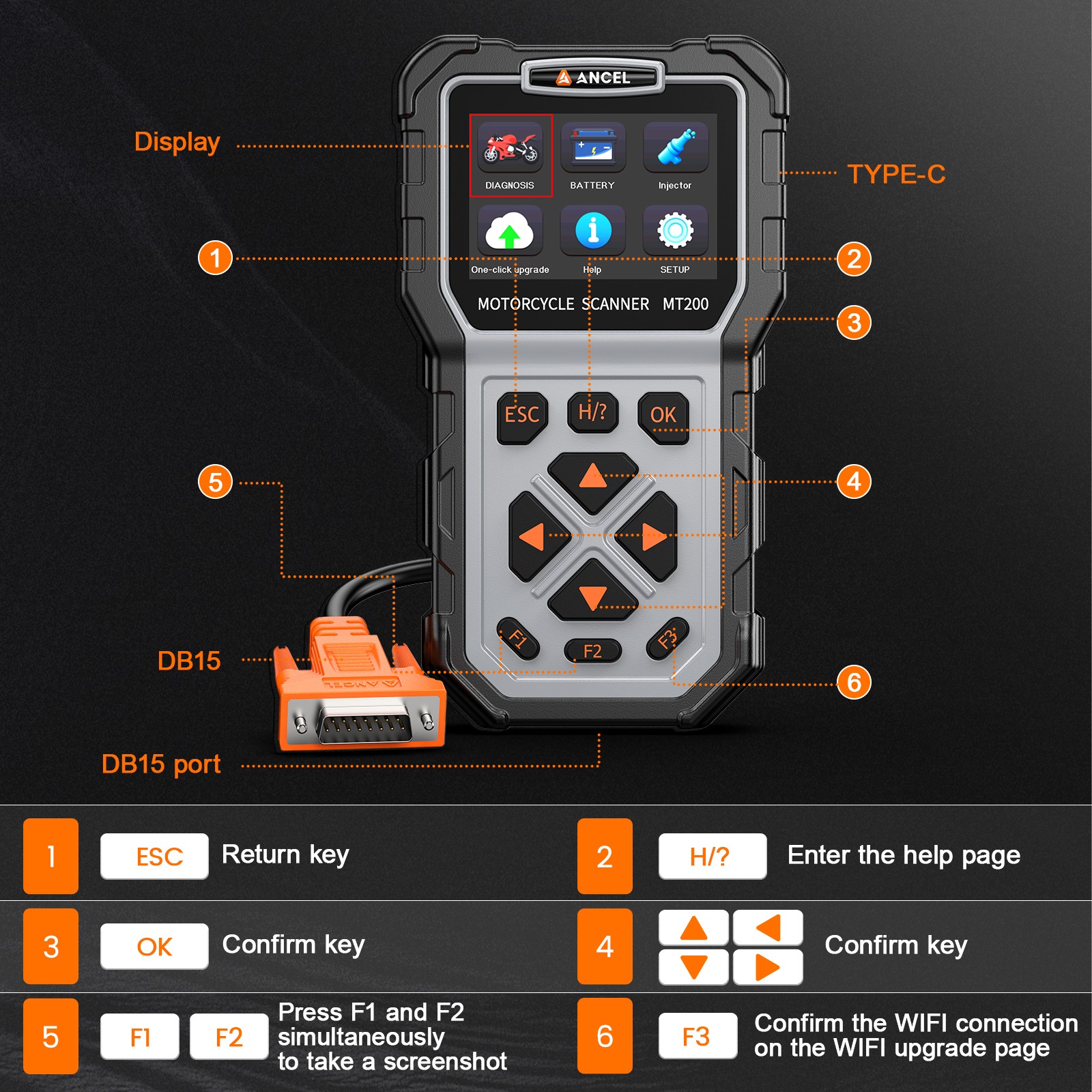 MT200 Motorcycle Scanner OBD2 Code Reader ABS Diagnostic Tool Fit For KAWASAKI