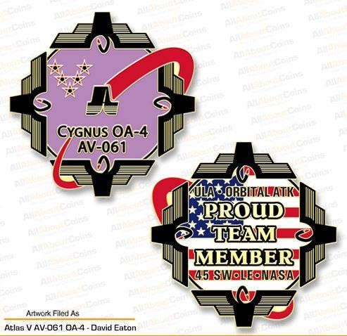 ATLAS V AV-061 CYNGUS OA-4 MISSION SPACE COIN BOOSTER VEHICLE NASA ISS RESUPPLY