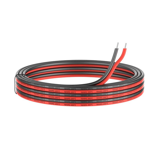16awg Silicone Electrical Wire 2 Cores line 50ft [Black 25ft 25FT, Black