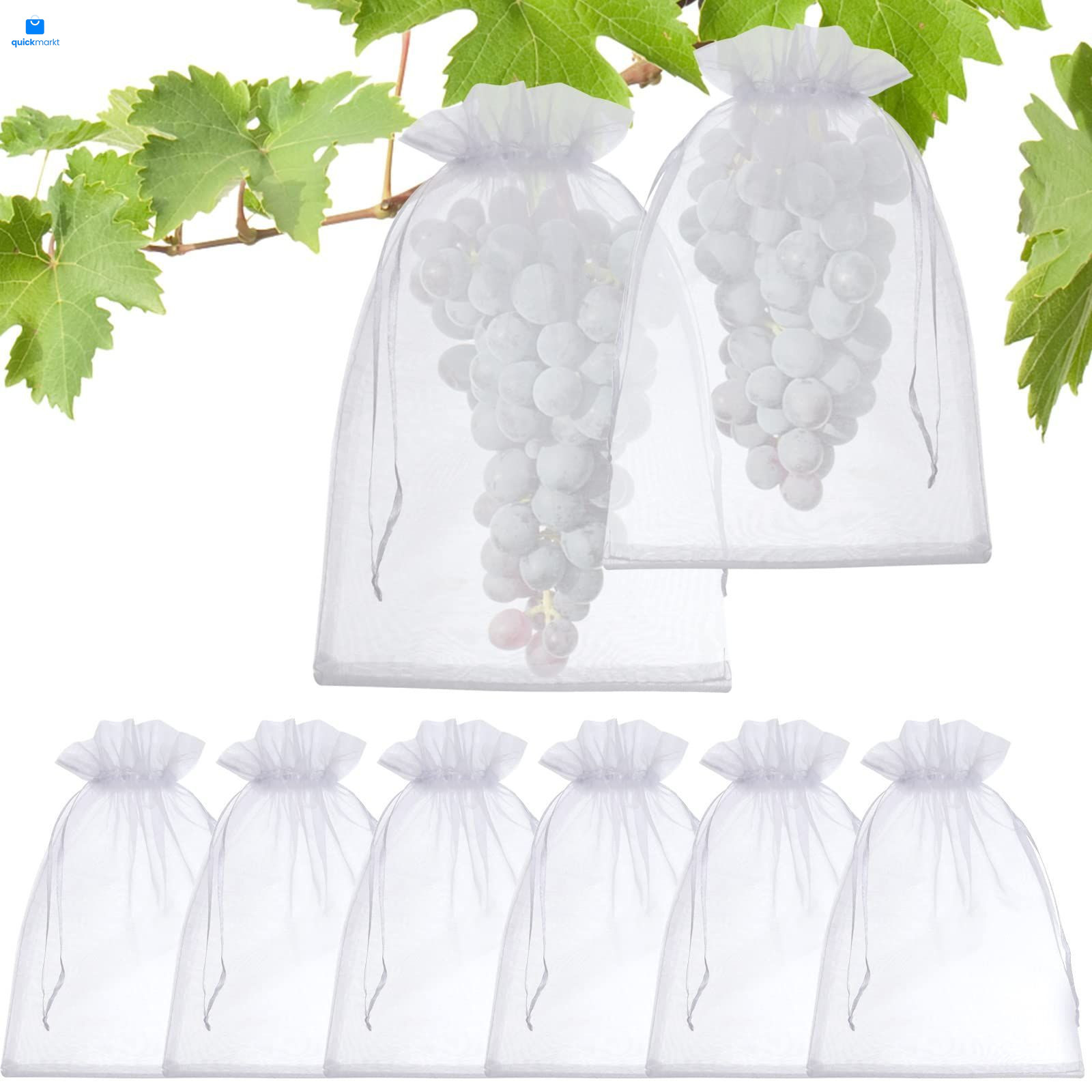 50 Pcs Fruit Protection Bags, 8x12 White Netting 8X12INCH,