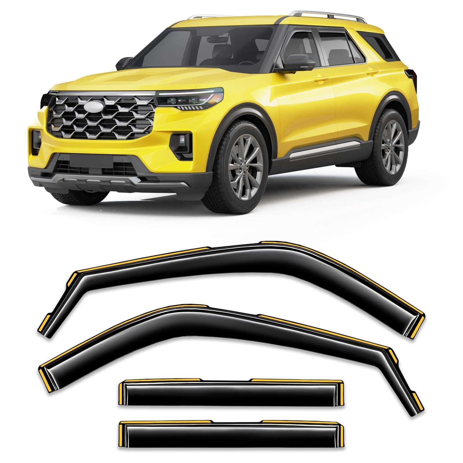 in-Channel Window Rain Guard for Fit for Ford Explorer 2020-2026 Rain Guards ...