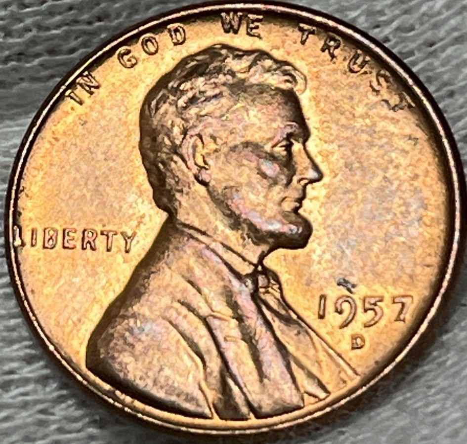 1957 D Lincoln Wheat Penny Errors Die Clash Uncirculated