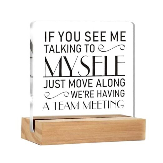 Funny Office Decor for Women, If You See Me Talking to Myself We're myself