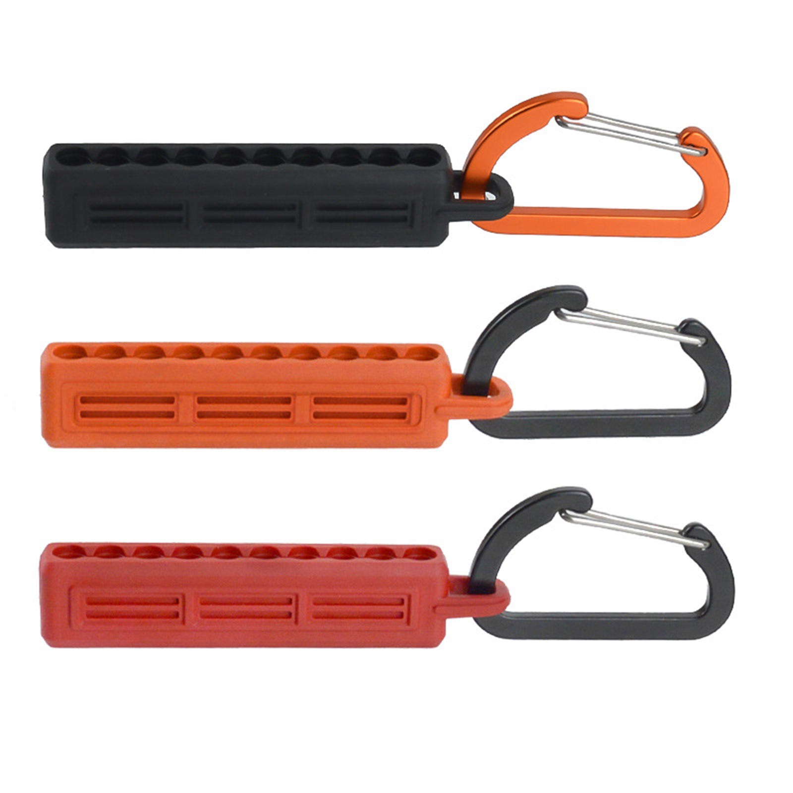 3x 1/4" Hex Bit Holder Storage Rail Screwdriver Bit Organizer With Carabiner