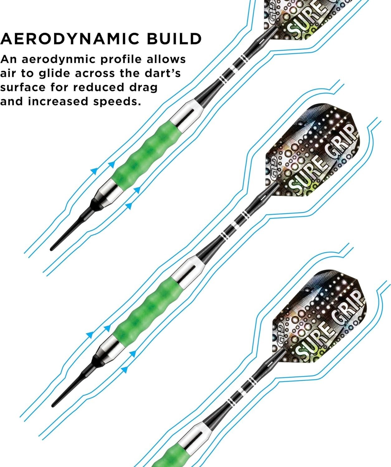 Viper Sure Grip Soft Tip Darts, Green, 16 Grams