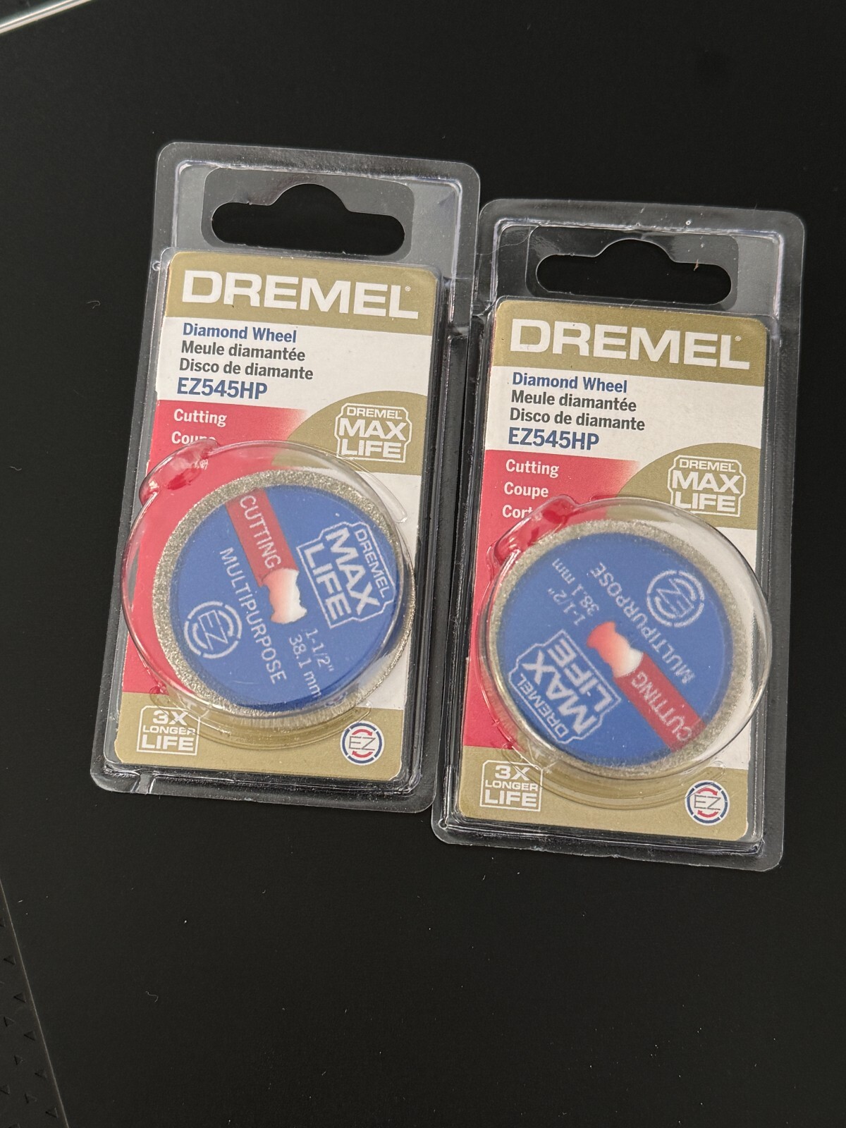 New! Lot of 2 Genuine Dremel tool EZ545HP Max Life Diamond Cutting Wheels