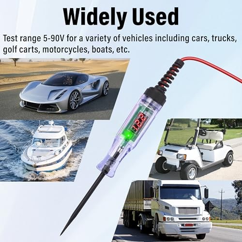 Automotive 5-90V DC Test Light with Voltmeter - Bidirectional Car - Test Light