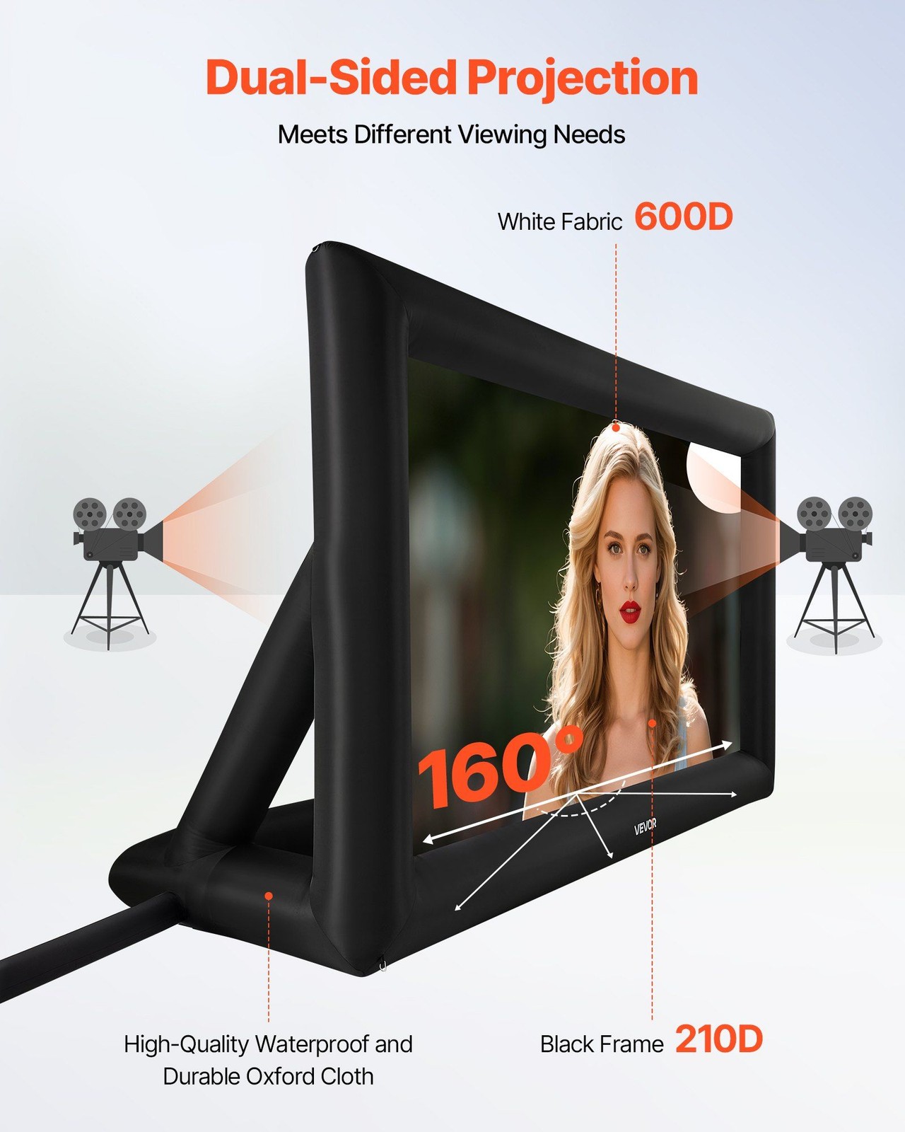 20FT Universal Inflatable Screen 250W Air Pump Suitable for All Projectors