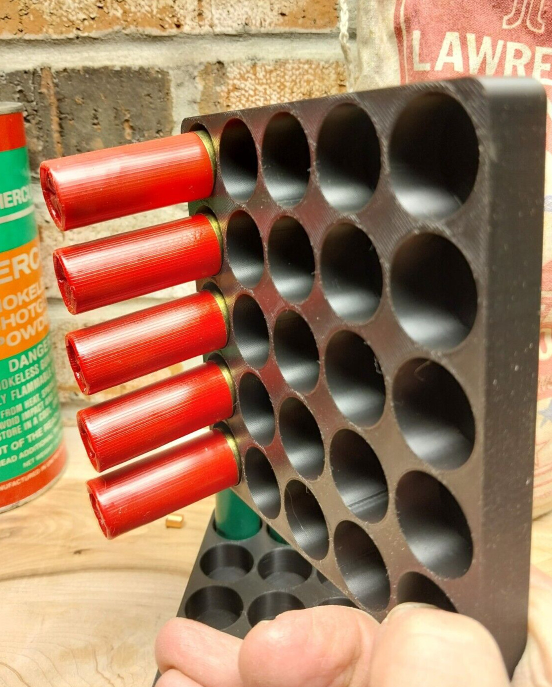 12 Gauge Shot Shell Reloading Tray/Block 25 Shells- Black