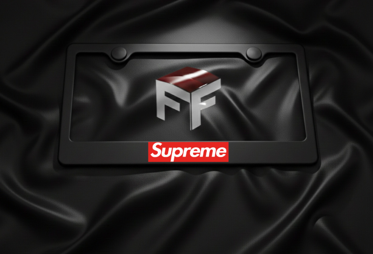 SUPREME [Original Edition] License Plate Frame Black Metal | Flashy Unique USA