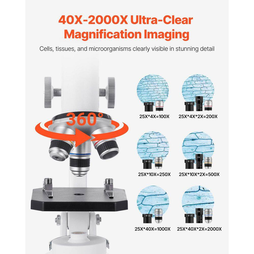 Microscope for Kids Adults, 40X-2000X Professional Compound Microscope Mobile Ph
