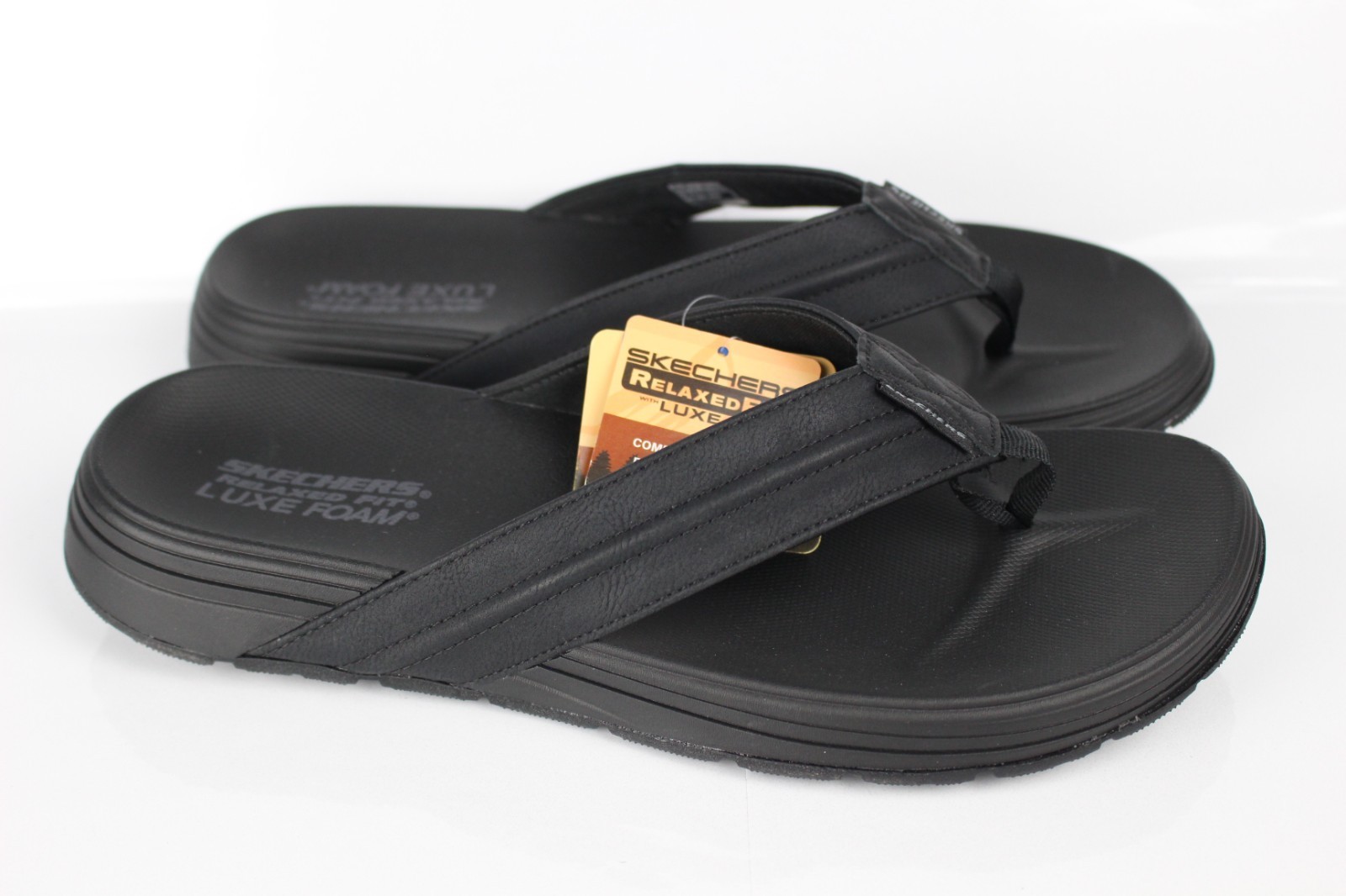 Skechers Men's Relaxed Fit Patino Marlee Flip Flop Sandals Black 205111