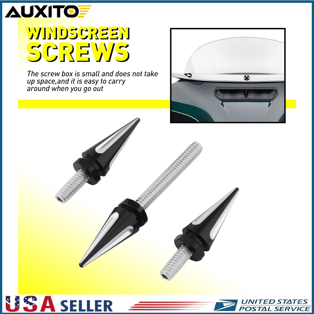 For Harley Street Glide Specials 2014-on Windshield Spike Bolts 3Pcs Black White