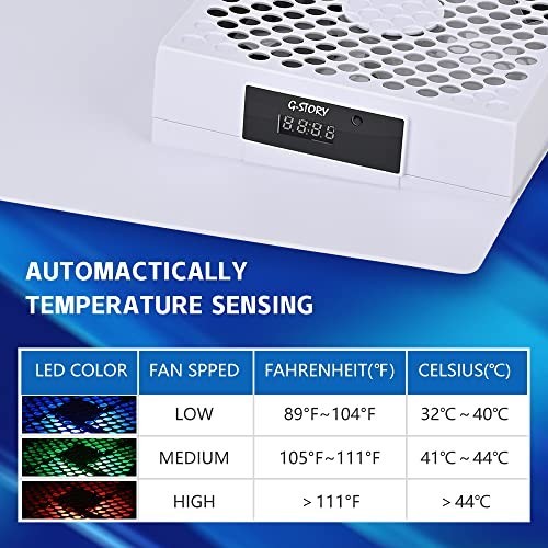 PS5 Cooling Fan System - Automatic Temp Control, Low Noise, 3 Speed RGB LED