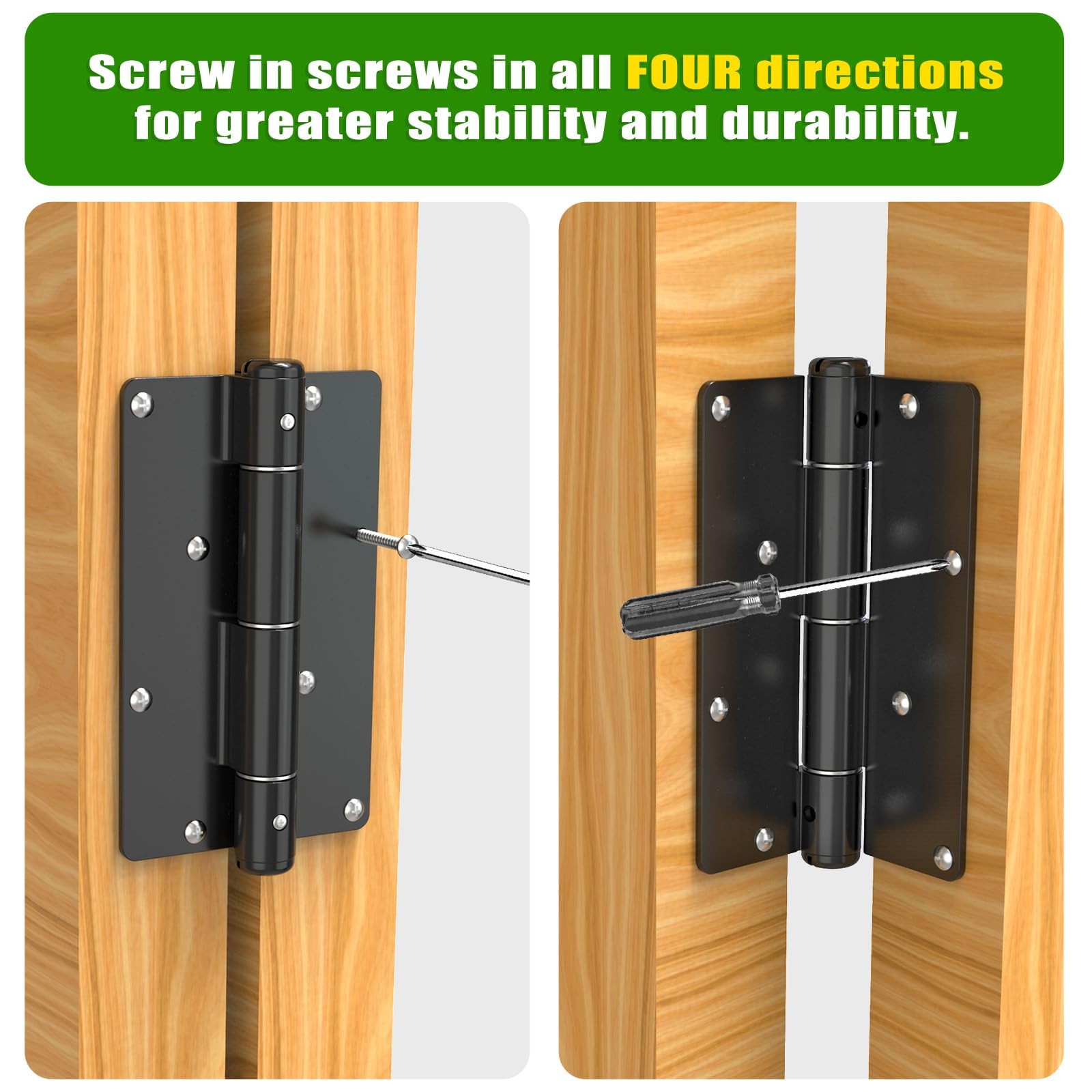 5-3/4" Self-Closing Gate Hinges Heavy Duty Black Steel Spring Hinges Wood Fence